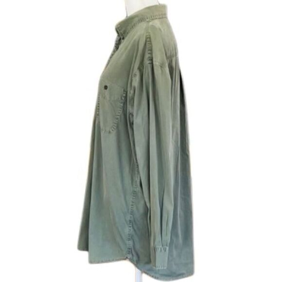 TIMBERLAND olive green 100% cotton button front shirt, size M. - Picture 3 of 5